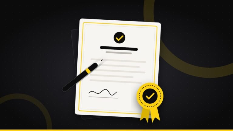 Illustration of a signed business registration certificate with a yellow seal of approval